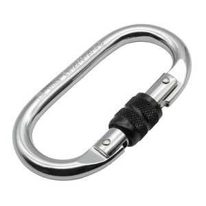 Jensan Custom Good Quality 25KN Oval Forged Chrome Plated Steel Carabiner Hook For Climbing/Height Working