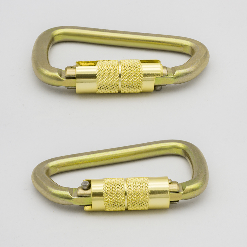 Manufacturer Custom 30KN Safety D Shape Auto Locking Steel Metal Snap Hooks Carabiners For Climbing/Aerial Work