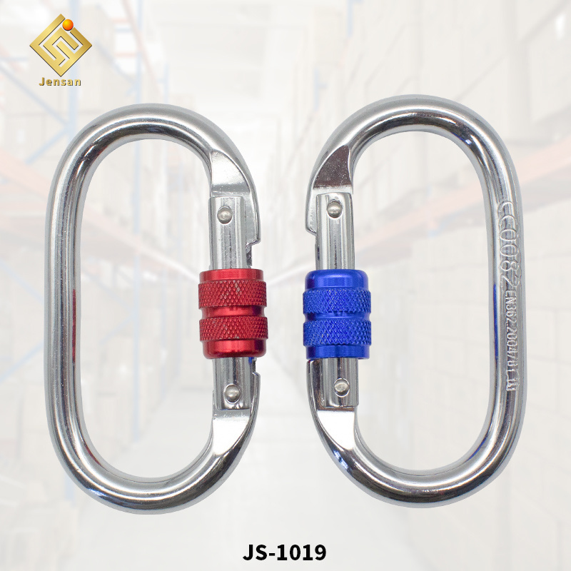 Jensan Custom Good Quality 25KN Oval Forged Chrome Plated Steel Carabiner Hook For Climbing/Height Working