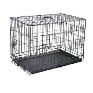 Eco-Friendly Double Door Folding Dog Cage Kennel,Metal Wire Collapsible Dog Crate With Tray