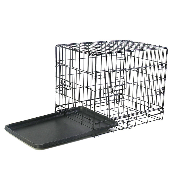 Eco-Friendly Double Door Folding Dog Cage Kennel,Metal Wire Collapsible Dog Crate With Tray