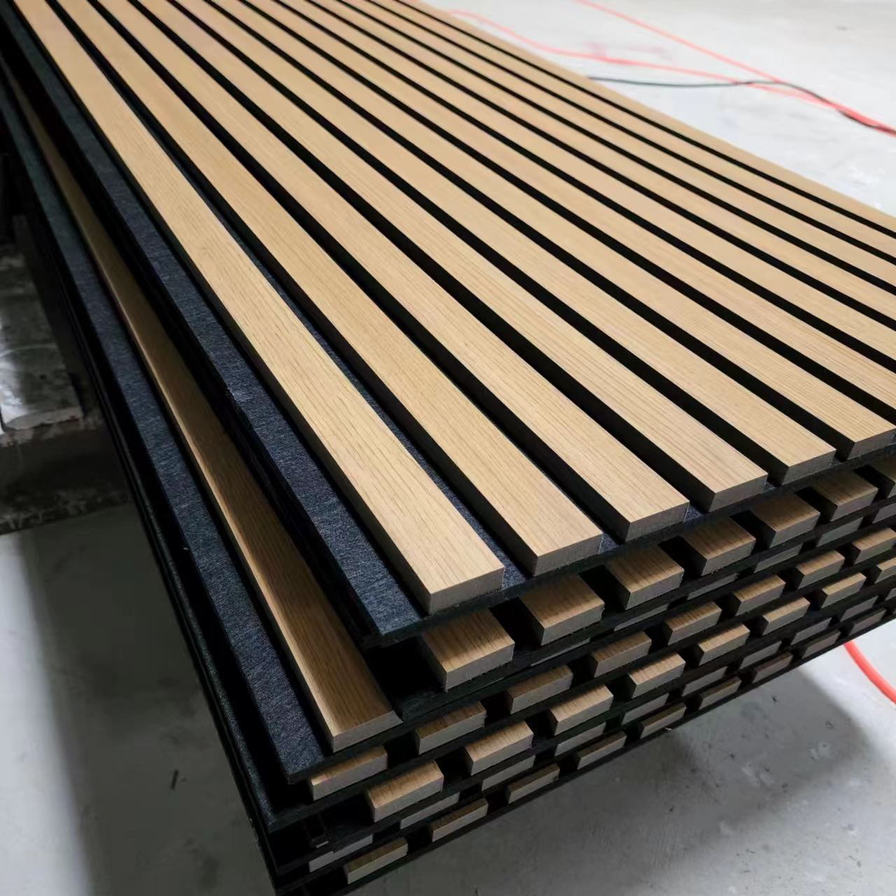 Polyester Fiber Black Decorative Akupanel Slatted Wooden Veneer Soundproof Wall Panel Mdf Acoustic Panel