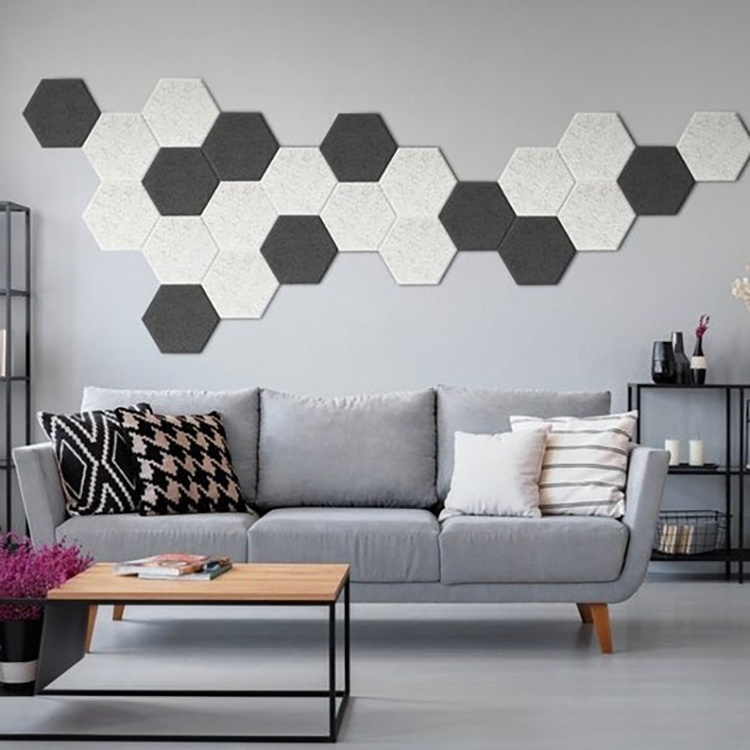 Wholesale Price Various Size Acoustic Hexagon Self Adhesive Installation Soundproof Wall Panels Pet Acoustic Panel