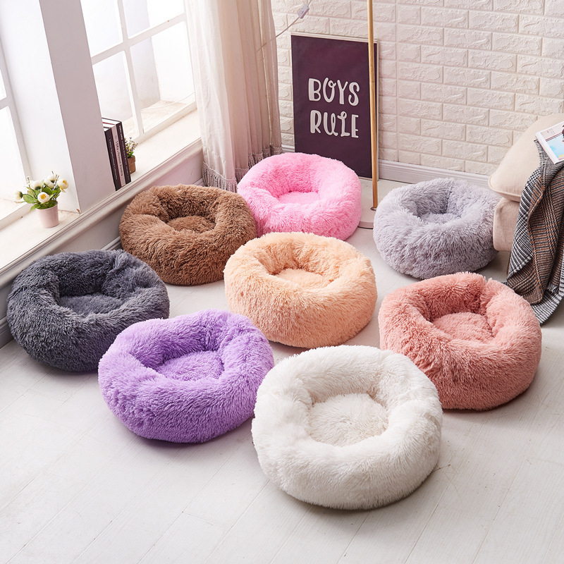 Soft Plush Round Pet Bed Cat Self Warming Indoor Snooze Sleeping Cozy Mat Dog Comfortable Soft Crate Pad