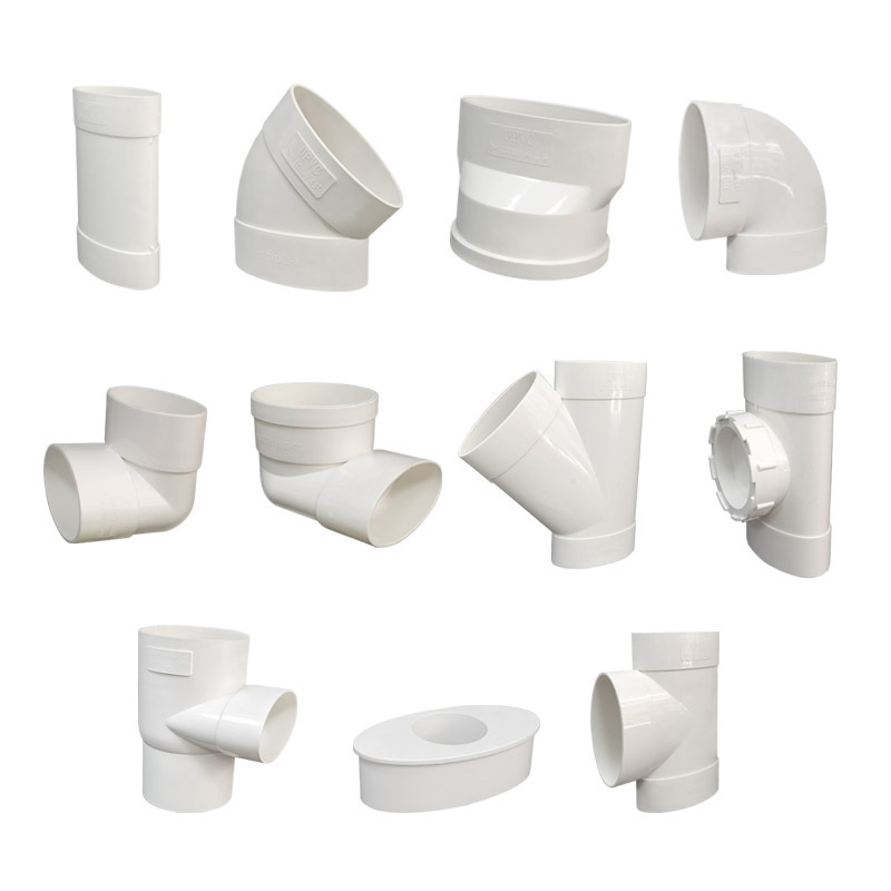 50 60 75 110mm PVC Oblate Pipe Fittings /Direct Tee / Elbow /Pipe Joint for Drainage