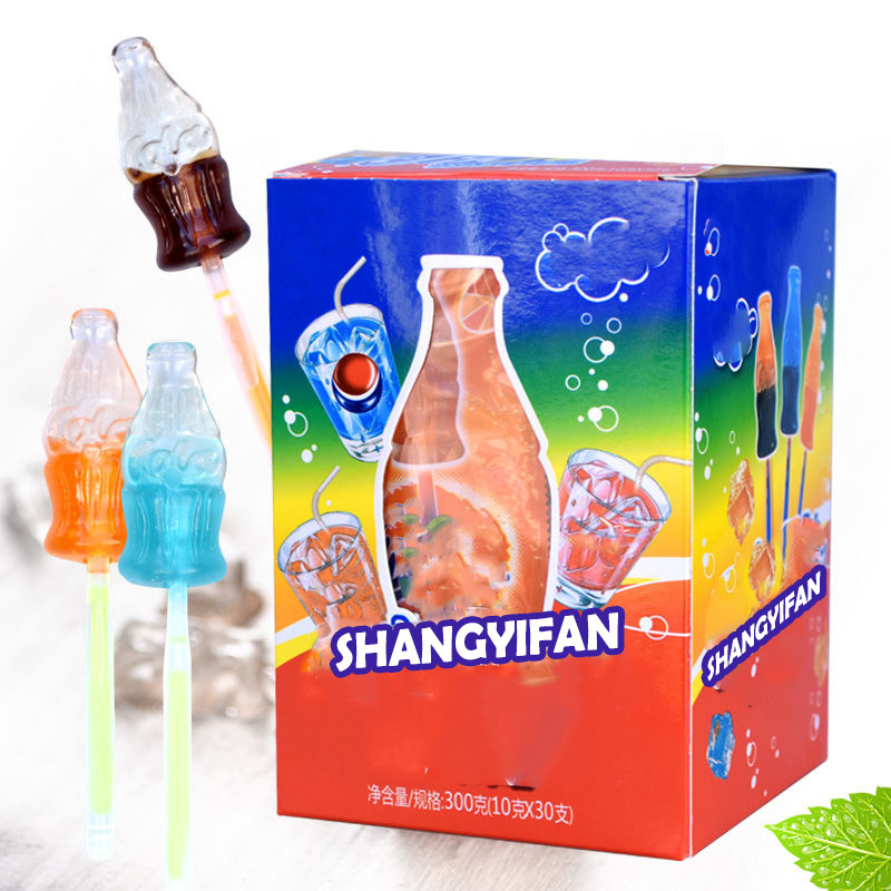 Candy new design Cartoon florescent light lollipop candy fruity sugar free glow stick lollipop