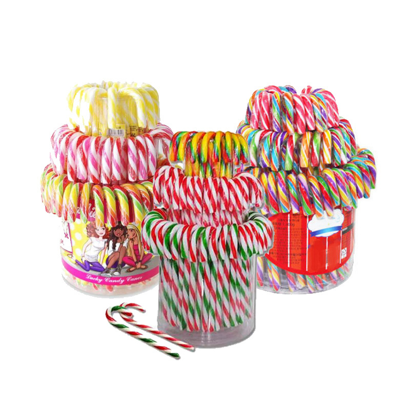 Halal wholesale Custom personal label christmas hard candy cane lollipop