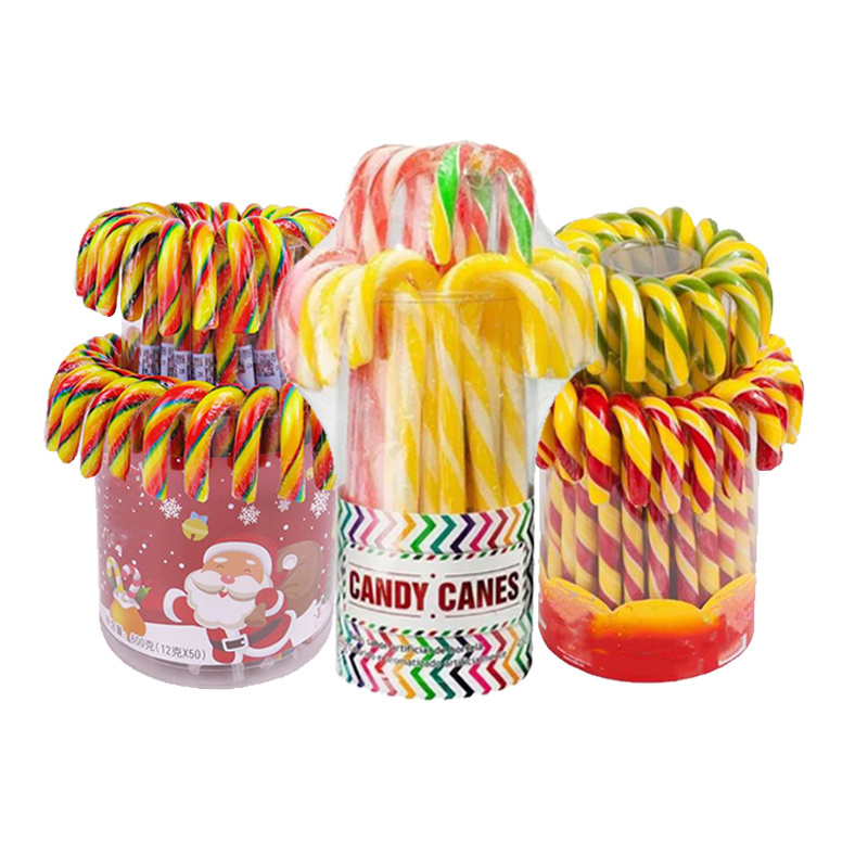 Halal wholesale Custom personal label christmas hard candy cane lollipop