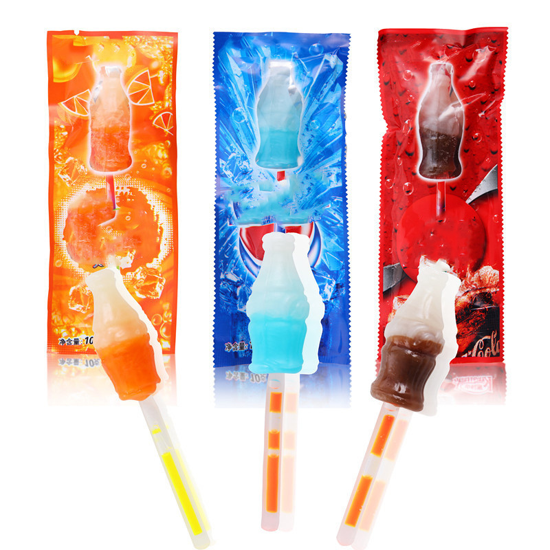 Candy new design Cartoon florescent light lollipop candy fruity sugar free glow stick lollipop