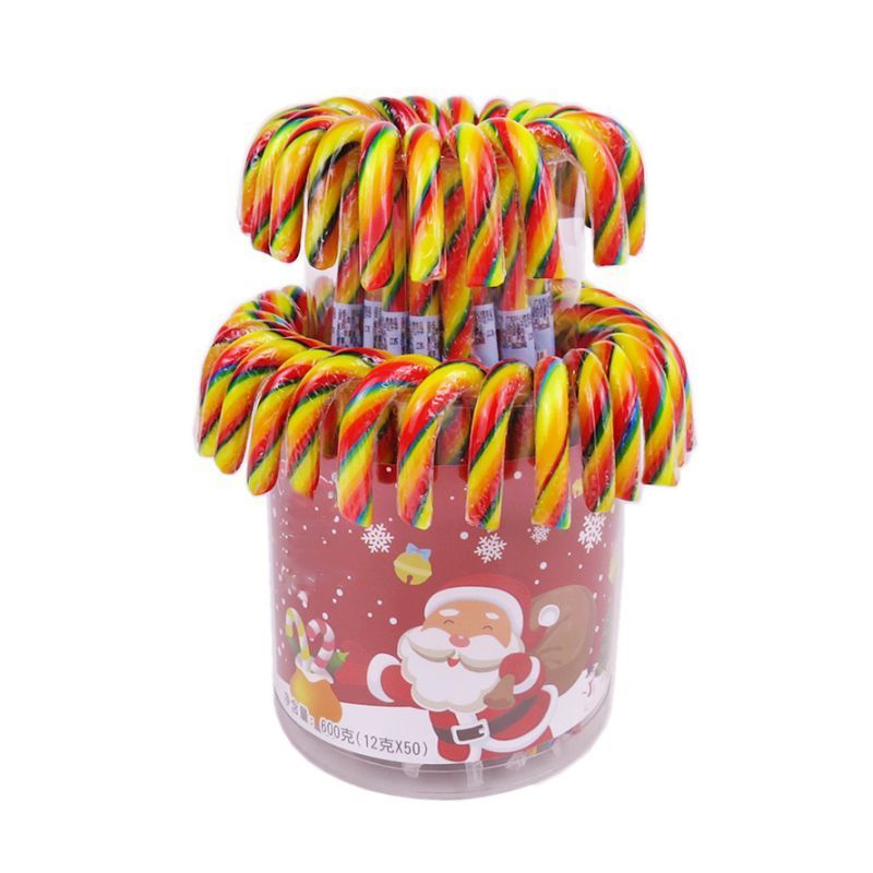 Halal wholesale Custom personal label christmas hard candy cane lollipop