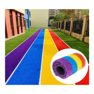 Soft feeling colorful fake grass carpet red blue purple yellow artificial lawn grass turf flooring synthetic grass