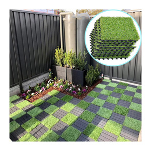 DIY outdoor synthetic turf tiles flooring carpet grass tiles artificial grass interlocking tiles