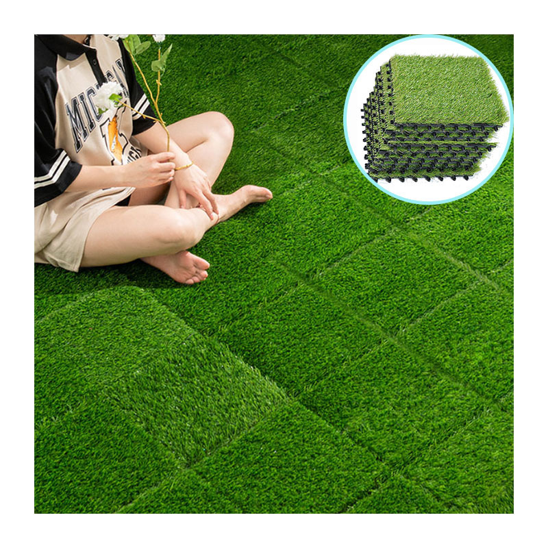 Quality outdoor carpet artificial grass tile patio green grass lawn interlocking suspended floor synthetic turf