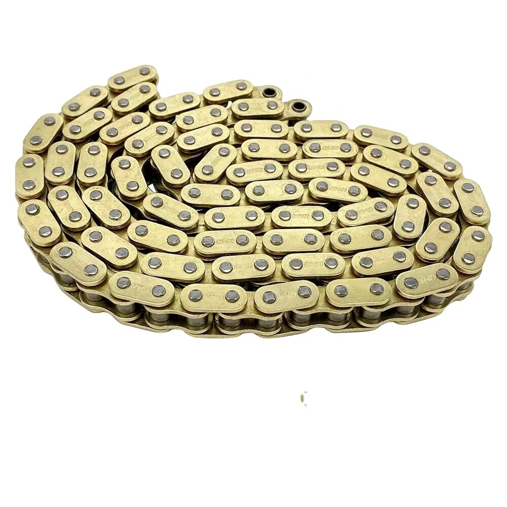 JSSHZ 25h Chain 144 Links With 1pc Spare Master Link Gold Colour For 2 Stroke 47cc 49cc Engine Mini Moto Dirt Atv Pocket Bike Go