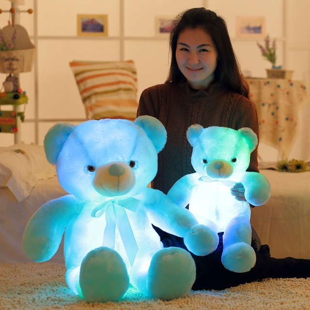 Custom  75cm Multi Functional Glowing Stuffed Plush Animal Light Up LED Teddy Bear New Organizer For Valentines