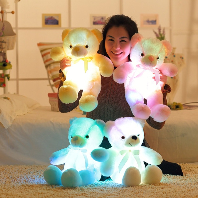 Custom  75cm Multi Functional Glowing Stuffed Plush Animal Light Up LED Teddy Bear New Organizer For Valentines