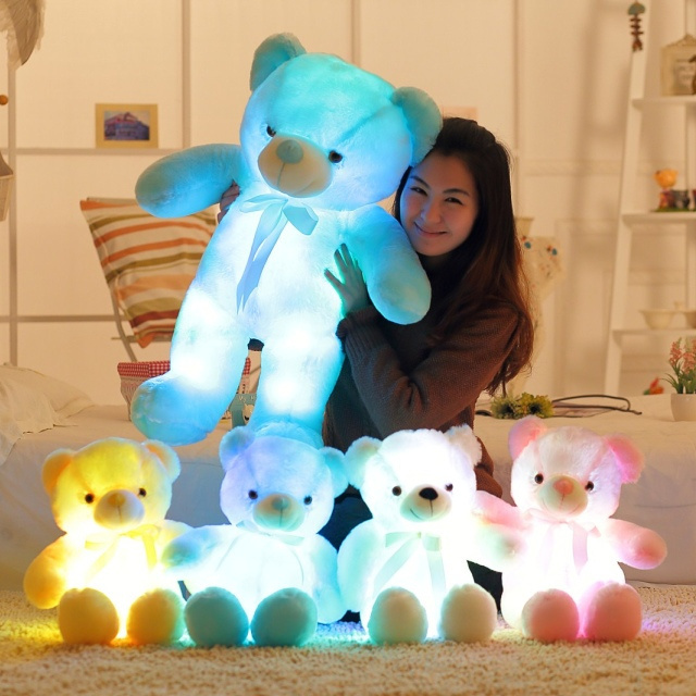 Custom  75cm Multi Functional Glowing Stuffed Plush Animal Light Up LED Teddy Bear New Organizer For Valentines