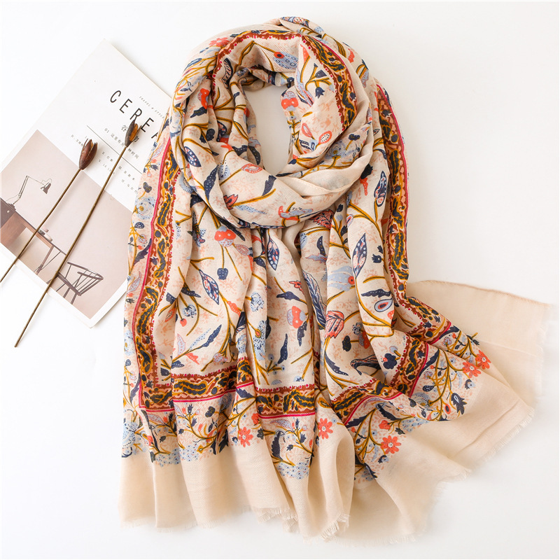 Summer new design positioning flower printing cotton shawls scarf for malaysia