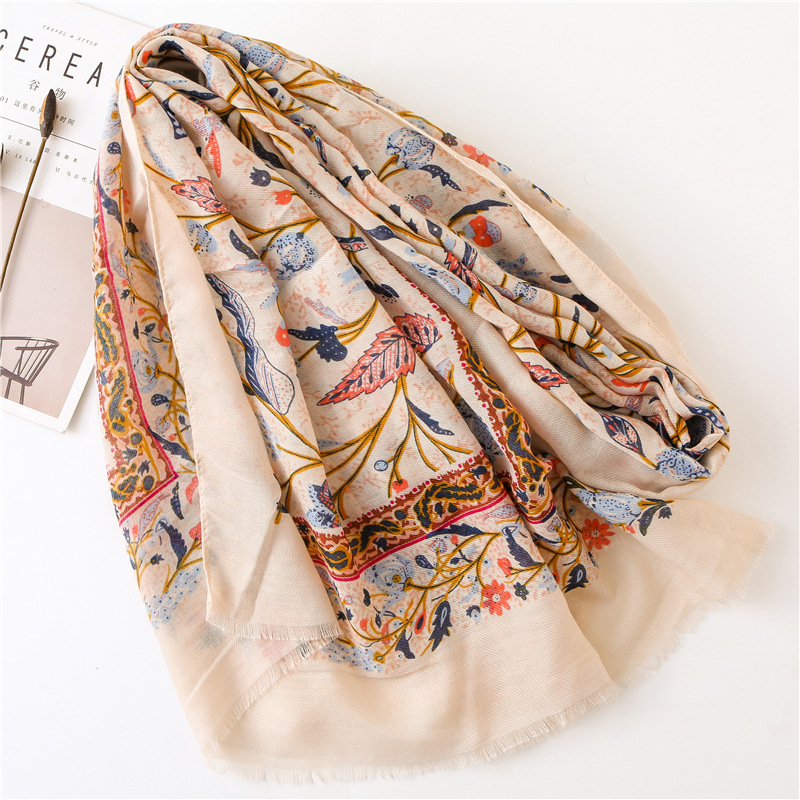 Summer new design positioning flower printing cotton shawls scarf for malaysia