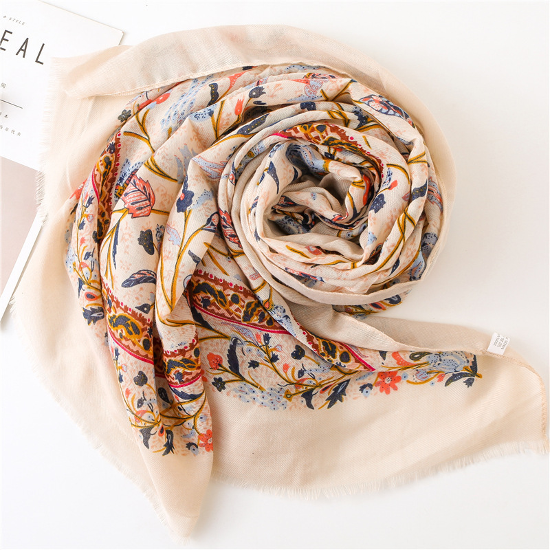 Summer new design positioning flower printing cotton shawls scarf for malaysia