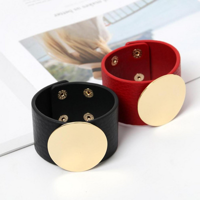 Wholesale high quality simple 100% leather alloy cuff bracelet accessories women mens leather bracelet