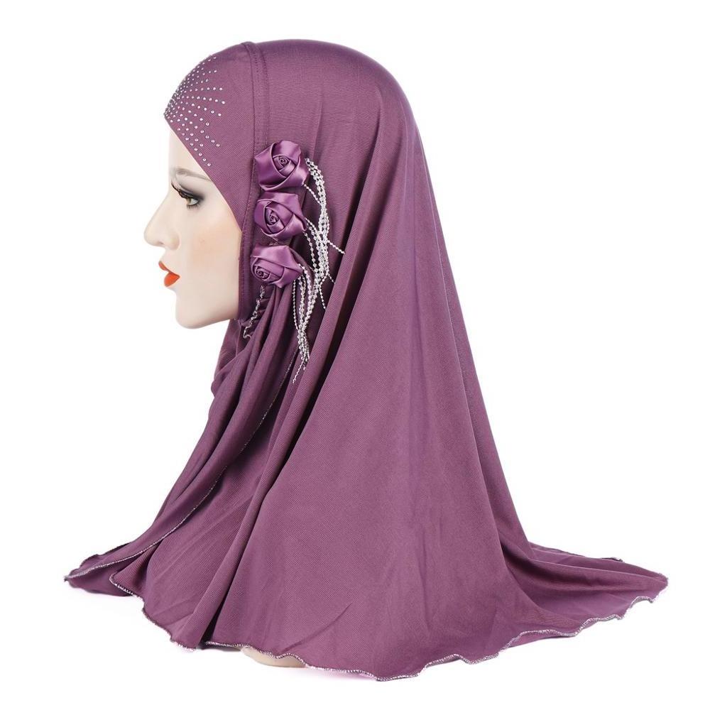 Wholesale stock soft material 2019  woman muslim hijab inner cap with flowers crystal scarf for ladies