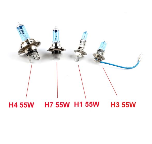 Halogen bulb for car headlight, 1 piece, H1 H3 H4 H7 H8 H9 H11 9005 HB3 9006 HB4 12V 55W 5000K, Quartz glass