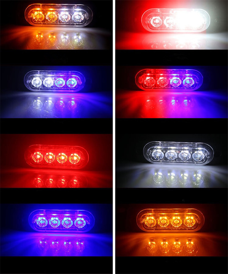 4LED Car Strobe Warning Light Grill Flashing Breakdown Emergency Light Car Truck Trailer Beacon Lamp LED Side Light For Cars