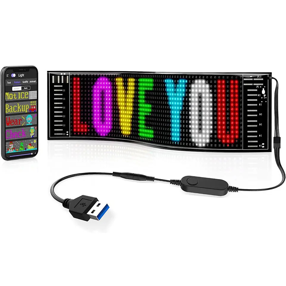 App Programmable Led Car Sign Board, USB 5V Scrolling Message Led Matrix Panel, Custom Digital Display for Shop Advertising