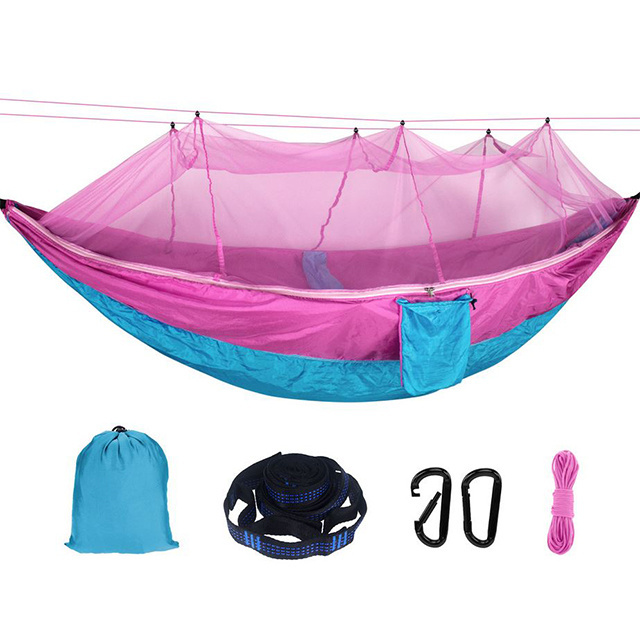 210T Nylon Swing Hammock with Mosquito Net Portable Outdoor Parachute Tent 2-Person Camping Furniture