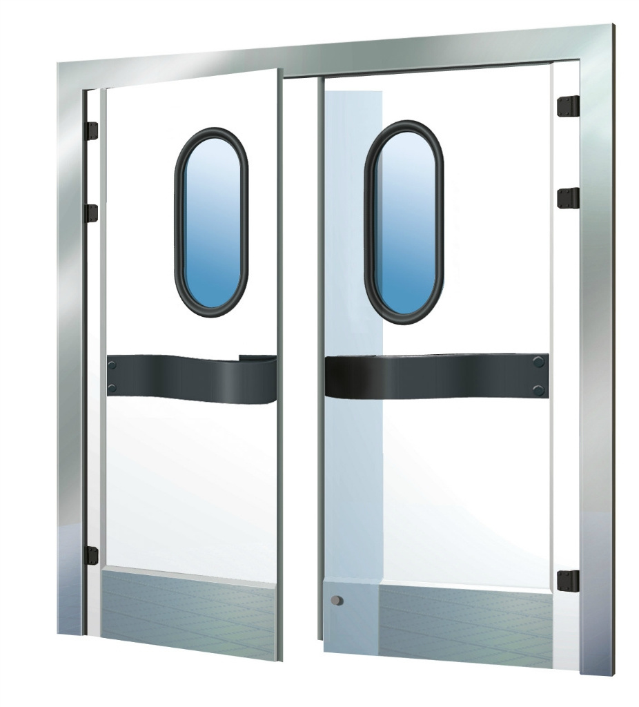 Double Impact Traffic Doors Hot Sale Stainless Steel Traffic Swing Door Commercial Restaurant Kitchen Modern Anti-theft Polymer