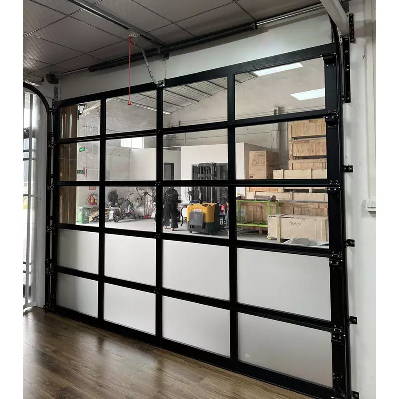 JST 9x8 / 8x7 / 12x7 / 9x7 Single / Double  Electronic Insulated Clear Glass Panel Car Garage Door For House