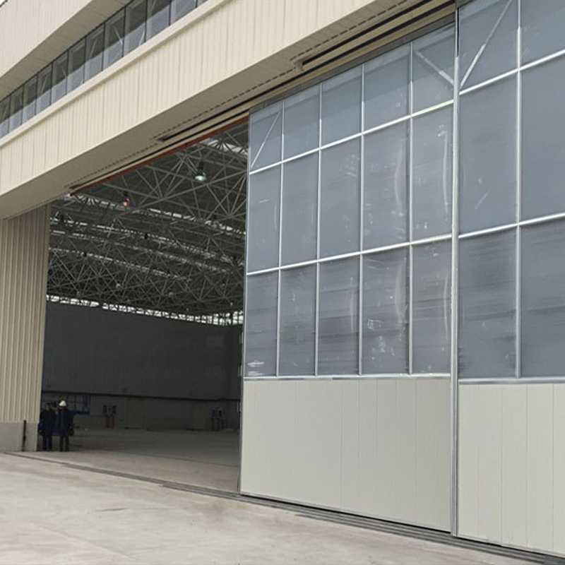 Chinese Supplier Automatic Folding Aircraft Warehouse Fireproof  Folding Hoisting Industrial sliding hangar door