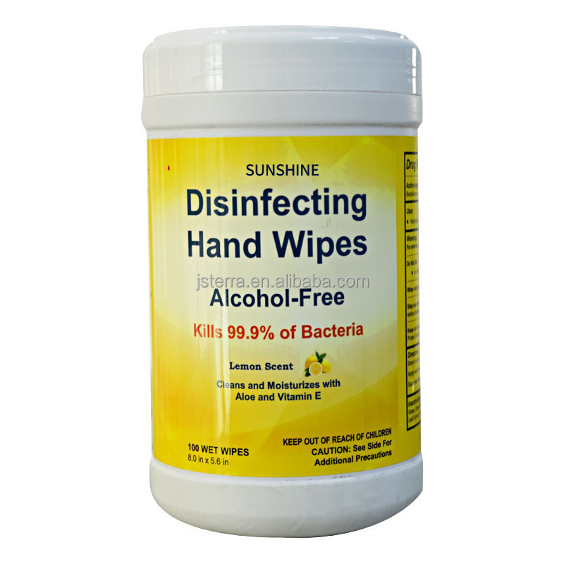 Factory OEM Disinfecting Sterilization Gym Cleaning Hand Wet Wipes With Barrel Lemon Fragrance