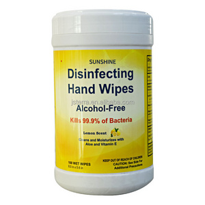 Factory OEM Disinfecting Sterilization Gym Cleaning Hand Wet Wipes With Barrel Lemon Fragrance