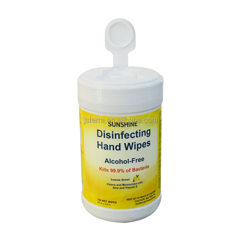 Factory OEM Disinfecting Sterilization Gym Cleaning Hand Wet Wipes With Barrel Lemon Fragrance