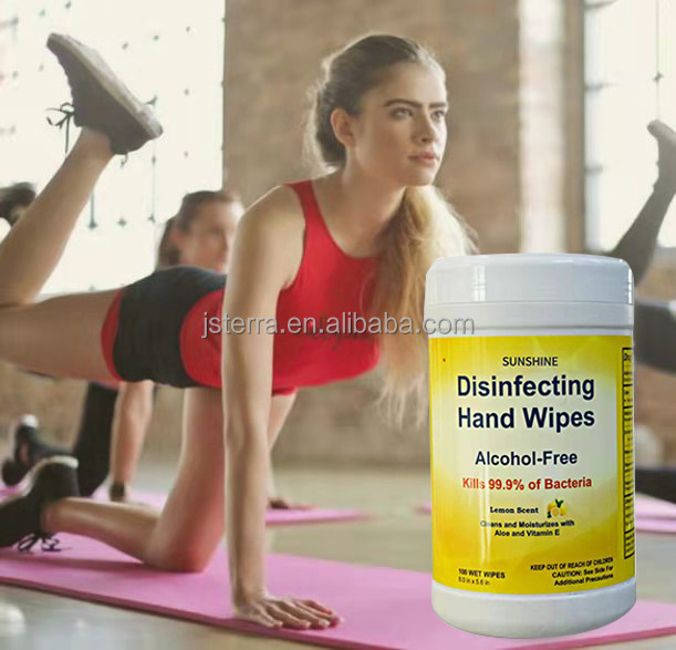 Factory OEM Disinfecting Sterilization Gym Cleaning Hand Wet Wipes With Barrel Lemon Fragrance