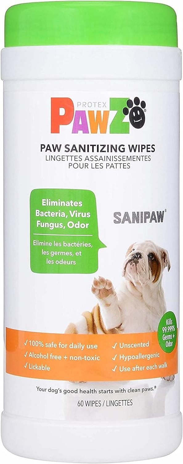 Sani Paw Odor Eliminating Dog and Cat Paw Wipes Safe  Lickable Grooming Wet Wipes for PET