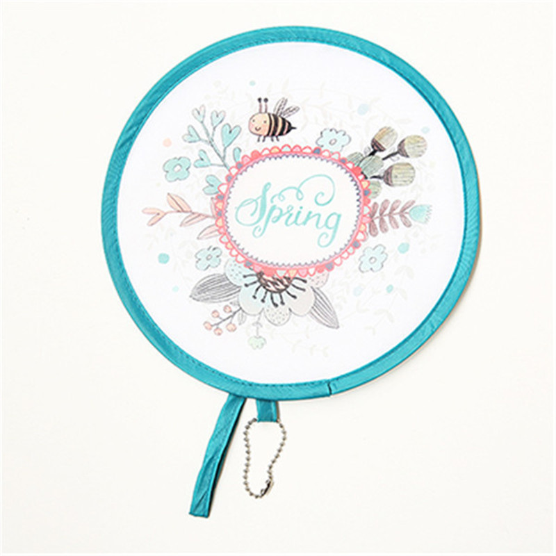 Customized flying disc round nylon folding fan for travelling