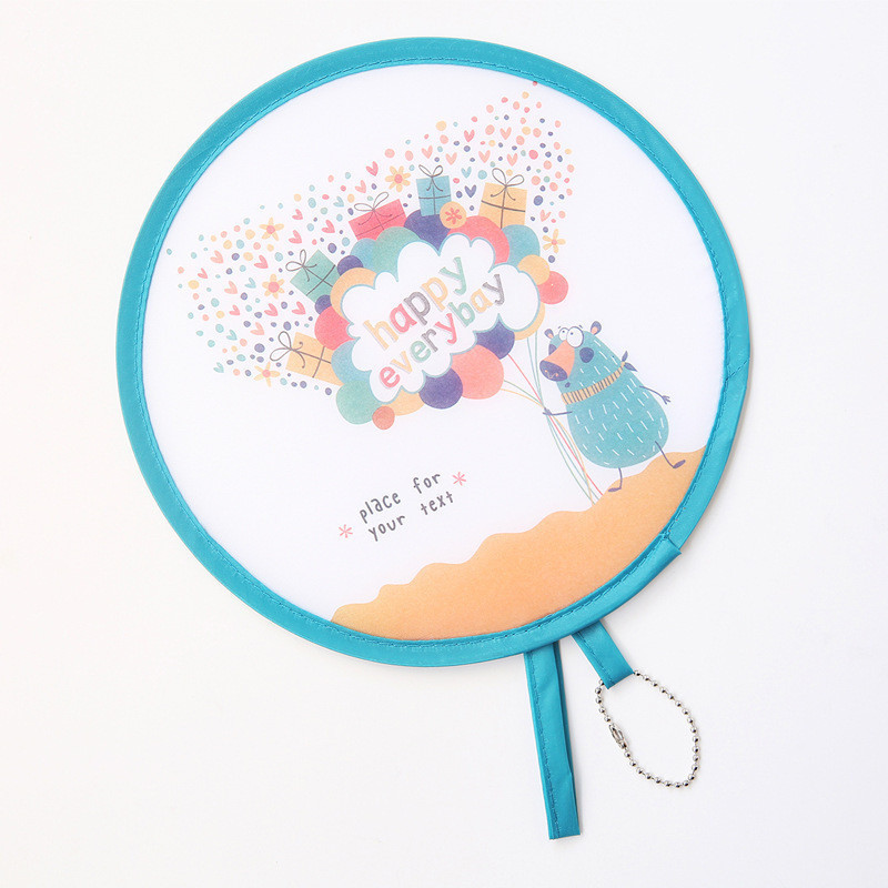 Customized flying disc round nylon folding fan for travelling