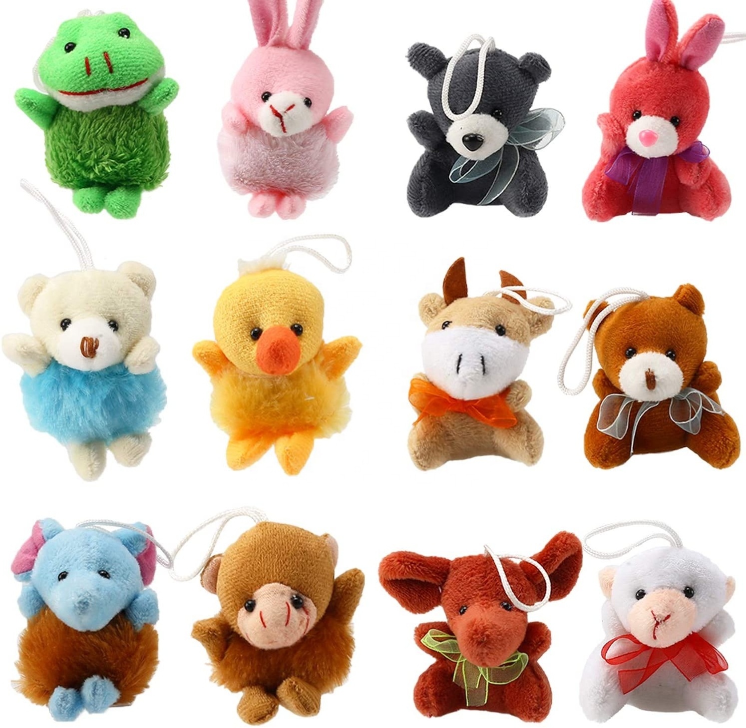 2024Hot Sale Wholesale Custom Character Design Mini Plush Animal Toy Set Cute Soft Small Oem Custom Plush Keychain