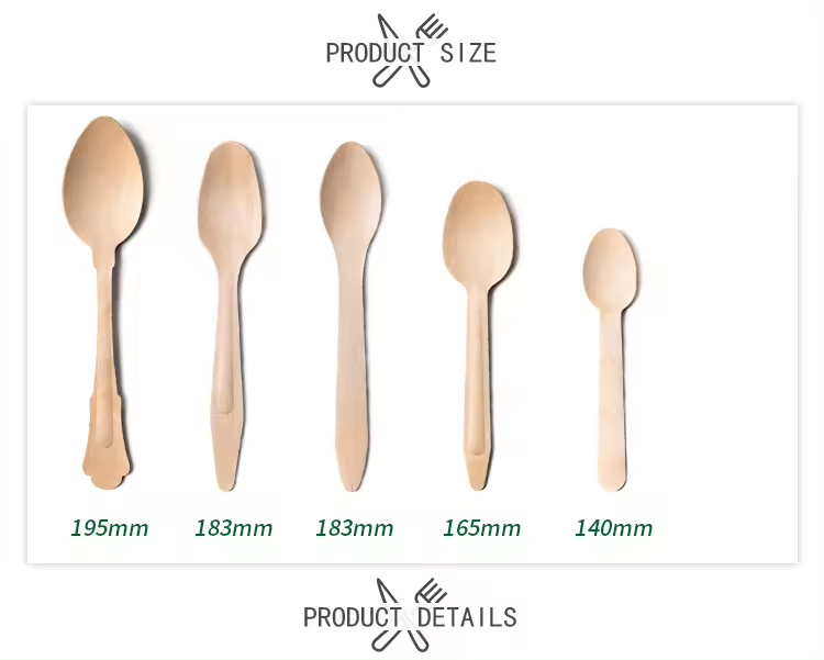 Minimalist 110, 140, 160mm Hot Stamp Branding Cheapest Disposable Wholesale Wood Ice Cream Spoon