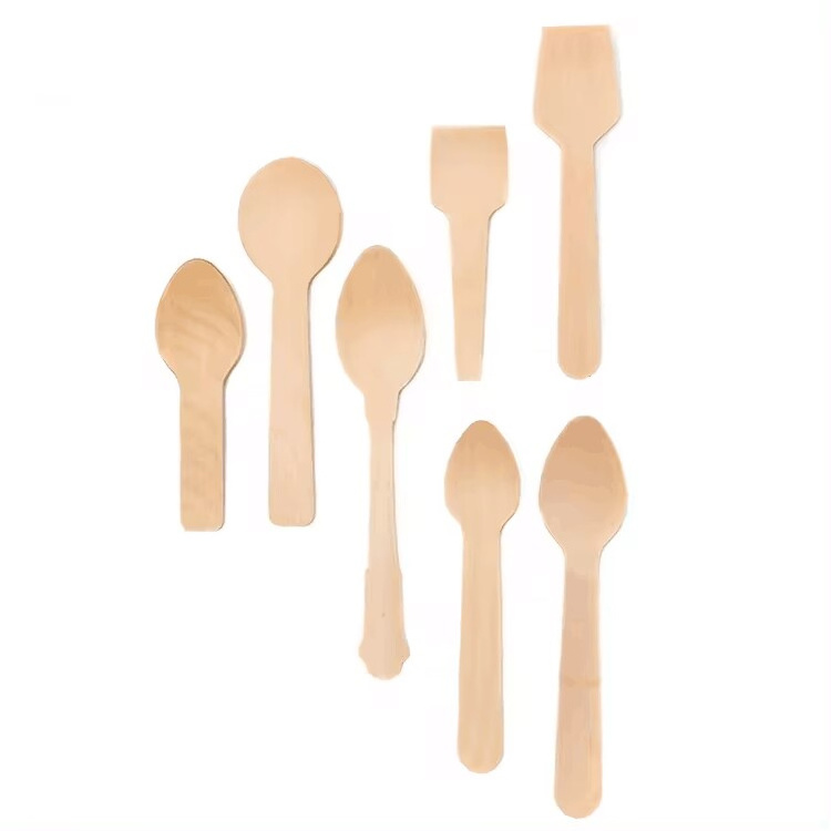 Minimalist 110, 140, 160mm Hot Stamp Branding Cheapest Disposable Wholesale Wood Ice Cream Spoon