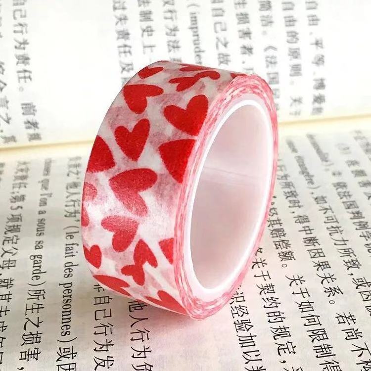 Valentine Washi Tape Red Heart Tape Wedding Masking Tape Decorative Love Sticker Paper for Valentines Day DIY Crafts Scrapbook