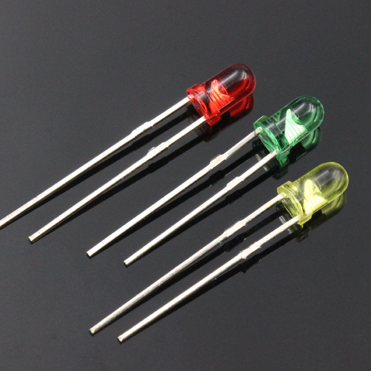 Jstronic Transparent Clear Lens 2 pins Light-Emitting Diode Lamp 3mm Round LED bulb