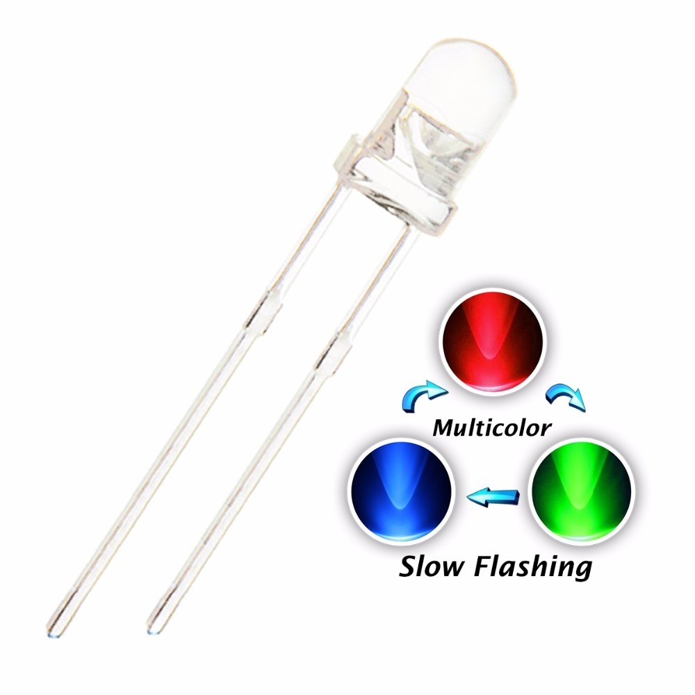 Tricolor LED Light Multicolor Flicker 3mm RGB Slow Flashing Led diode