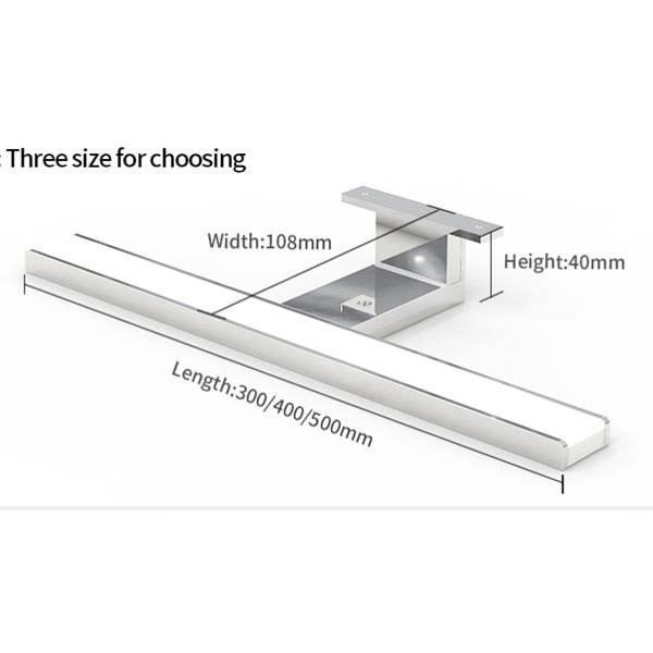 Built-in driver 300mm 400mm 600mm Length Polished Chrome led mirror light for bathroom