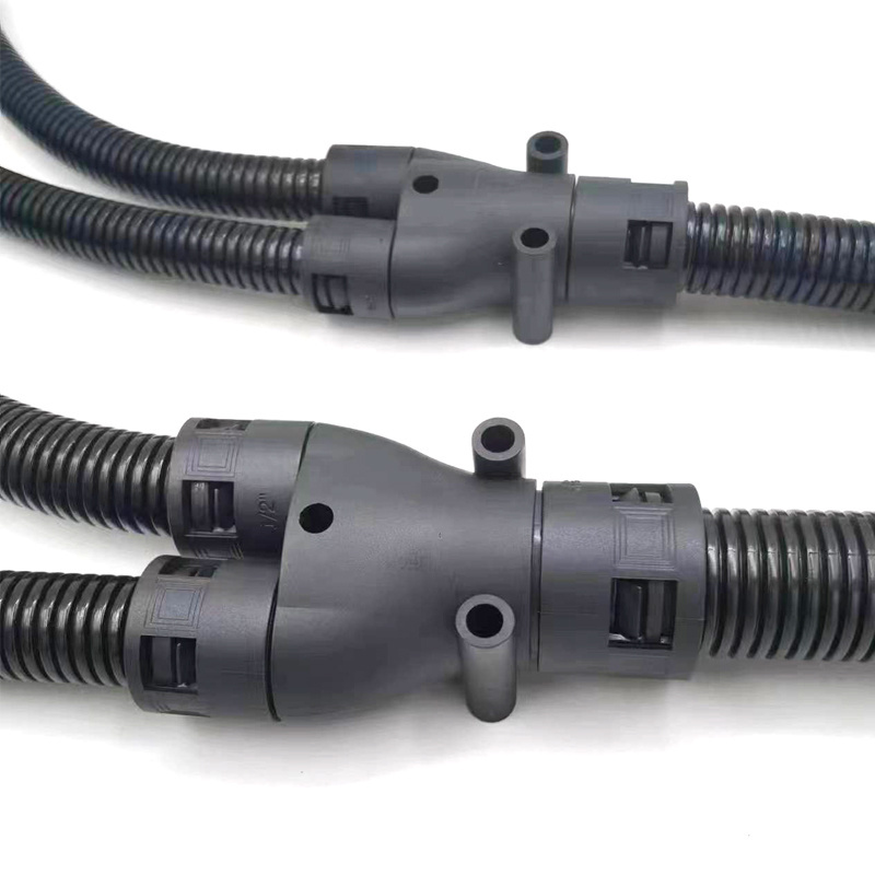 Customized Nylon Corrugated Black Joint Pvc Coated Hose Adaptor 3-Way Y-Shaped Flexible Conduit Connectors