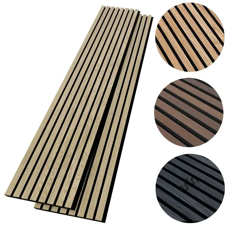 Furniture 3D Modern Fireproofing Sound-absorbing European Art Home Ceiling Decorative Factory Black PET Mdf Slats Acoustic Panel