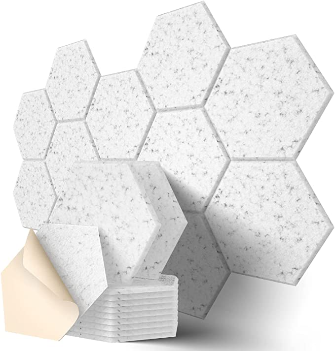 Sound Proof Material PET Acoustic Panels 9MM Thickness Fire Retardant White Hexagon Acoustic Panels